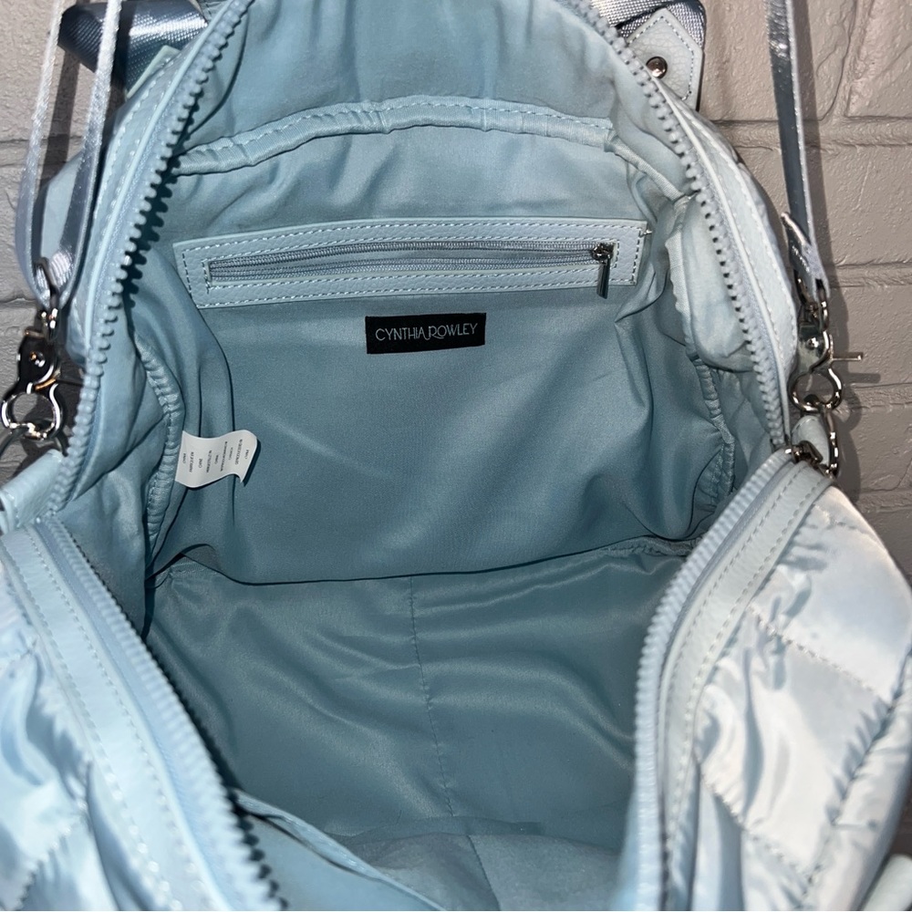 CYNTHIA ROWLEY Light Blue Nylon Channel Weekender - Picture 11 of 16